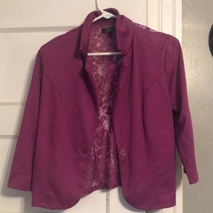 Purple blazer with lace detail